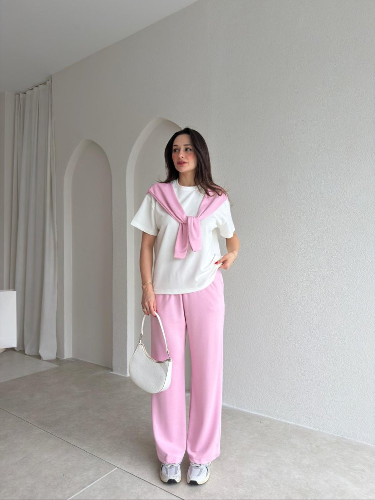 GALİA Bağlama Detaylı Takım 9277 - Pembe - Mooi Butik