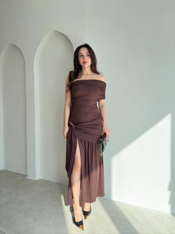 GALLER Midi Elbise 9000 - Acı Kahve - Mooi Butik