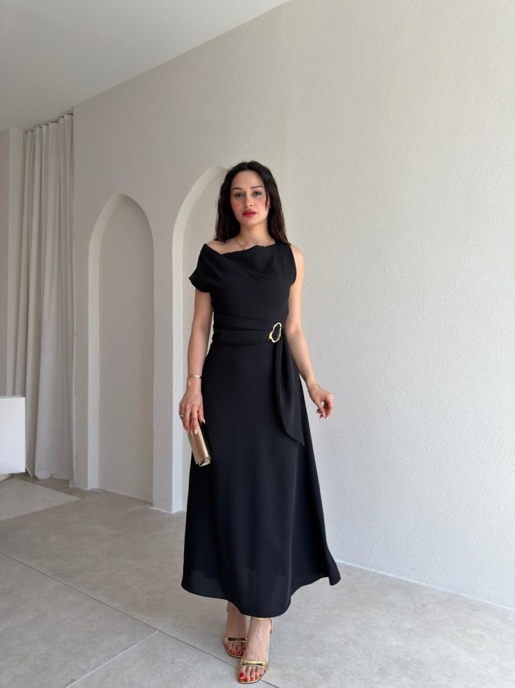 GARLAND Midi Elbise 6514 - Siyah - Mooi Butik
