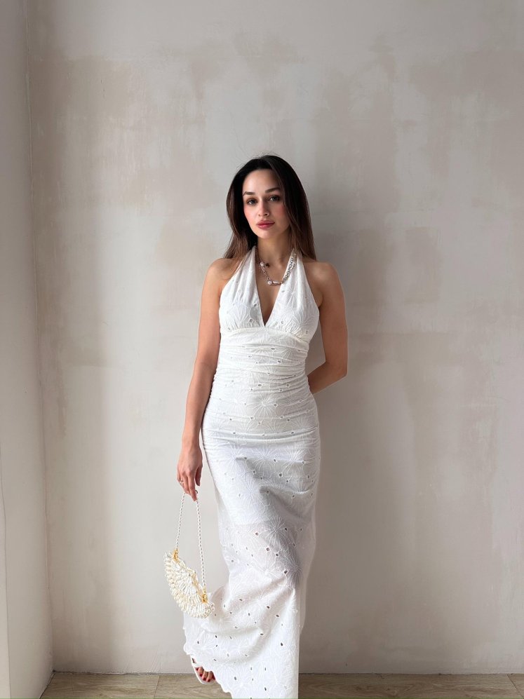 GASPARD Maxi Elbise 5267 - Beyaz - Mooi Butik