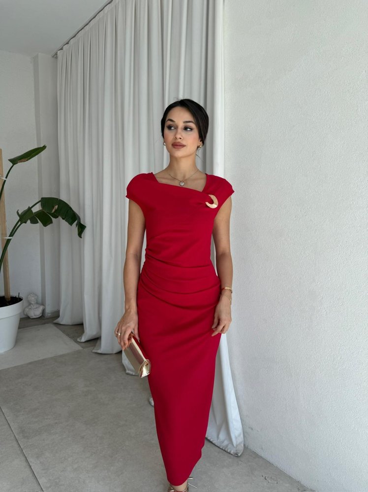  GEDSON Midi Elbise 8533 - Kırmızı - Mooi