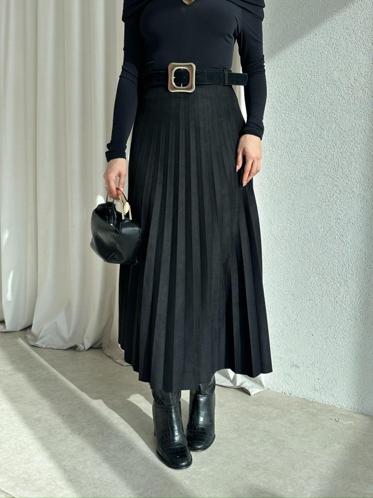 GERMAN Piliseli Etek 8483 - Siyah - Mooi Butik (1)