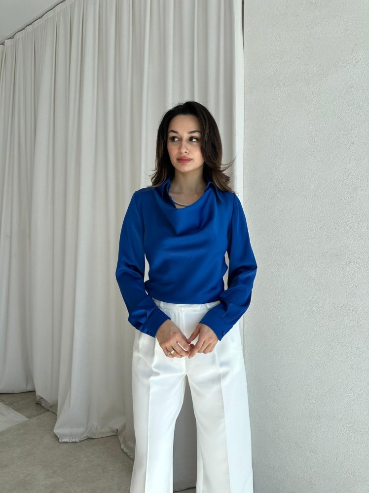 GİNGER Bluz 0685 - Saks Mavisi - Mooi Butik