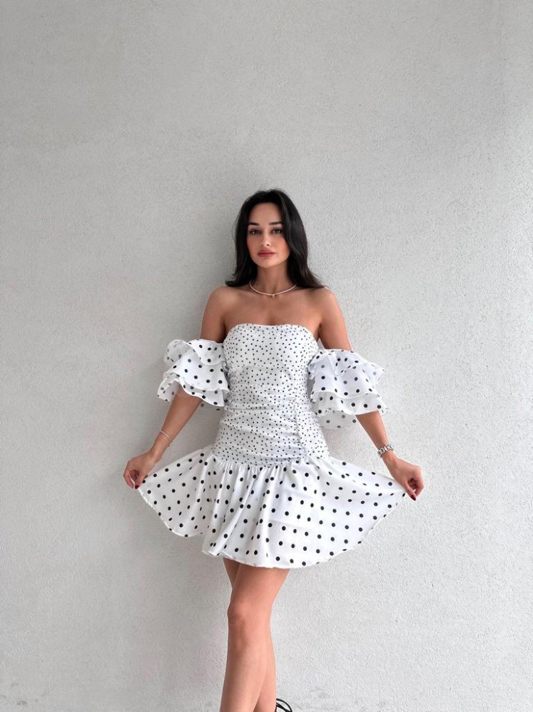 Gipe Detaylı Mini SİLVA Elbise 8391 - Mooi Butik