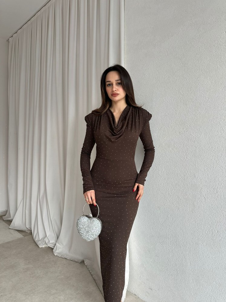GLEAM Elbise 8805 - Acı Kahve - Mooi Butik