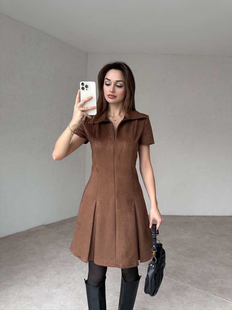 GLORY Mini Elbise 1347 - Acı Kahve - Mooi Butik