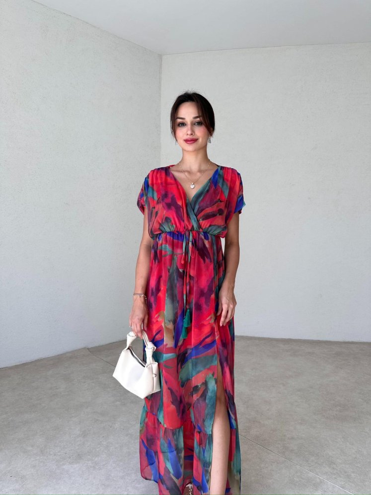 GLOSS Maxi Elbise 3787 - Nar Çiçeği - Mooi Butik