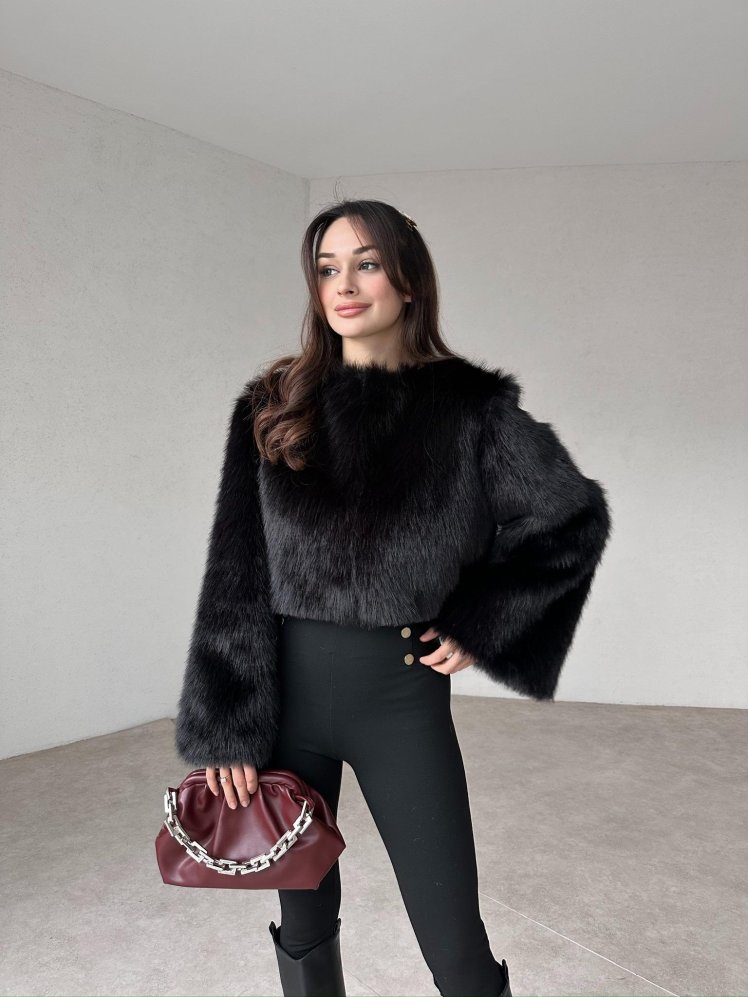 GLOVER Kürk Kazak 1154 - Siyah - Mooi Butik