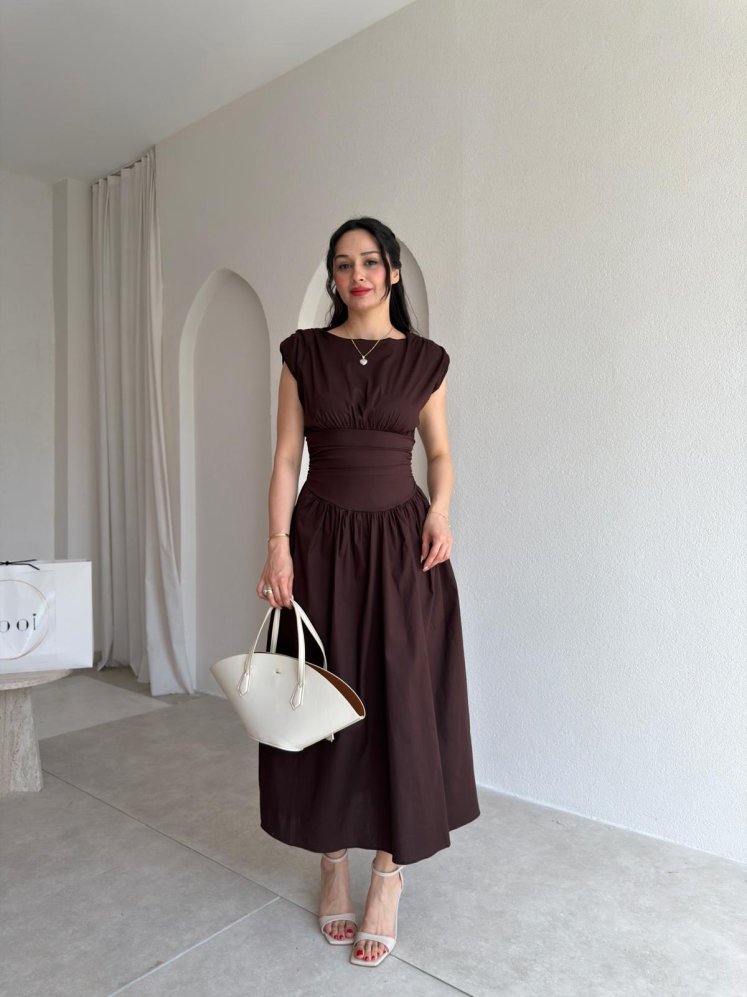GOAT Midi Elbise 5512 - Acı Kahve - Mooi Butik