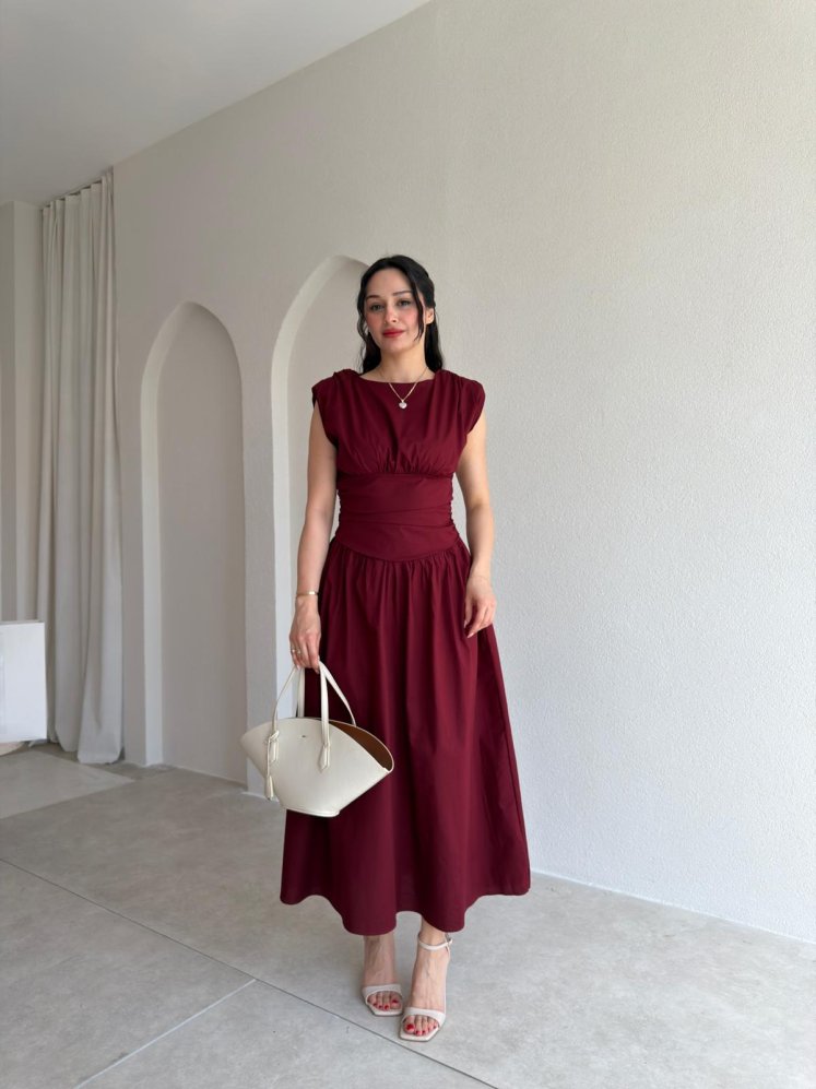 GOAT Midi Elbise 5512 - Bordo - Mooi Butik