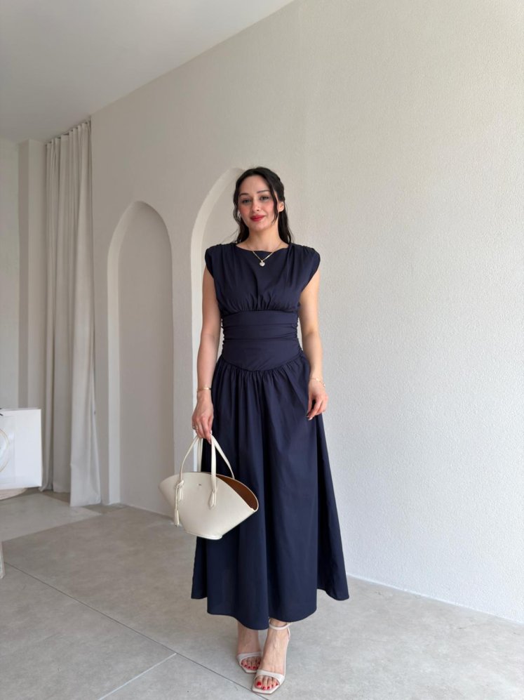 GOAT Midi Elbise 5512 - Lacivert - Mooi Butik