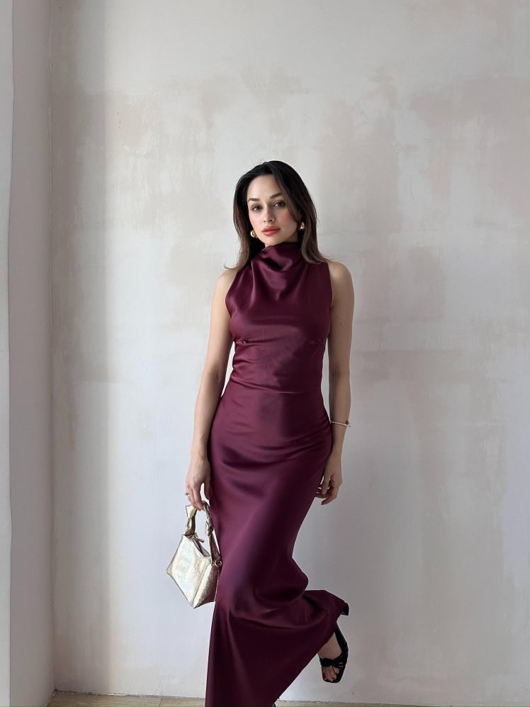 GODWİN Maxi Elbise 6493 - Bordo - Mooi Butik