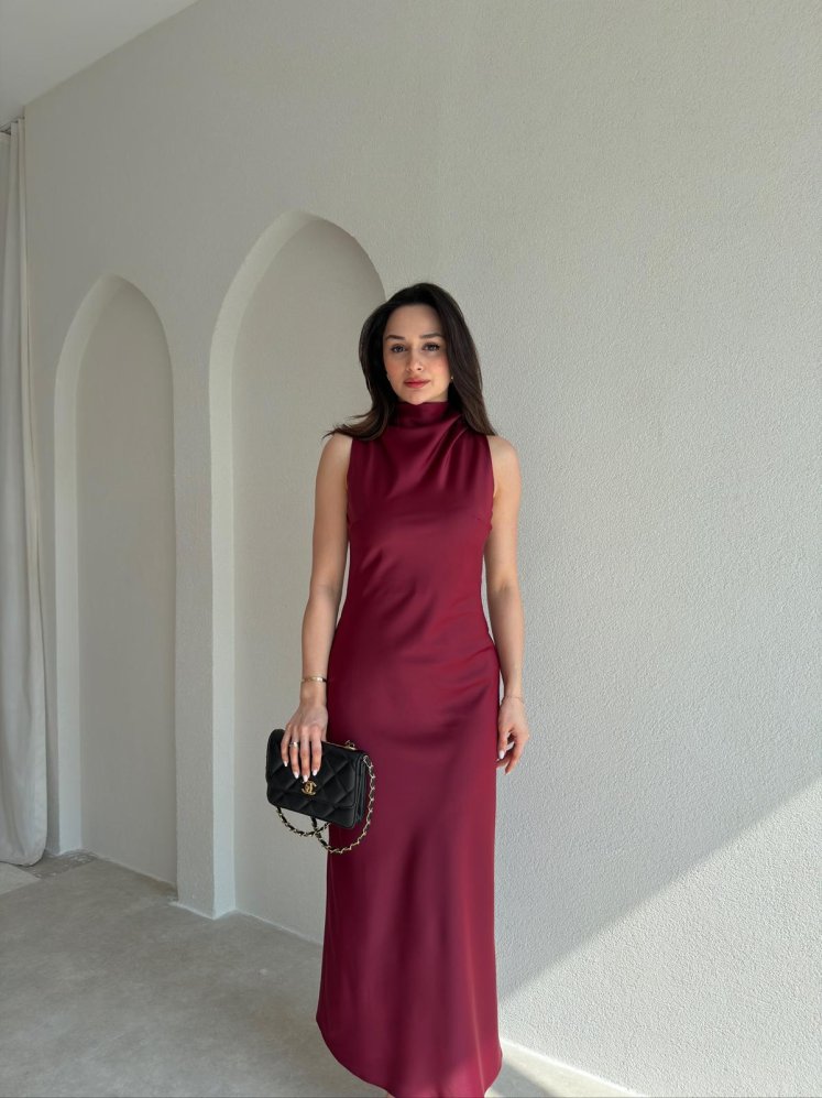 GODWİN Maxi Elbise 6493 - Bordo - Mooi Butik
