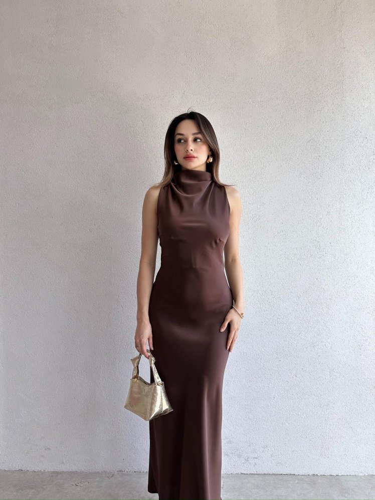 GODWİN Maxi Elbise 6493 - Acı Kahve - Mooi Butik