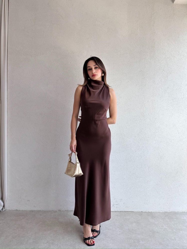 GODWİN Maxi Elbise 6493 - Acı Kahve - Mooi Butik