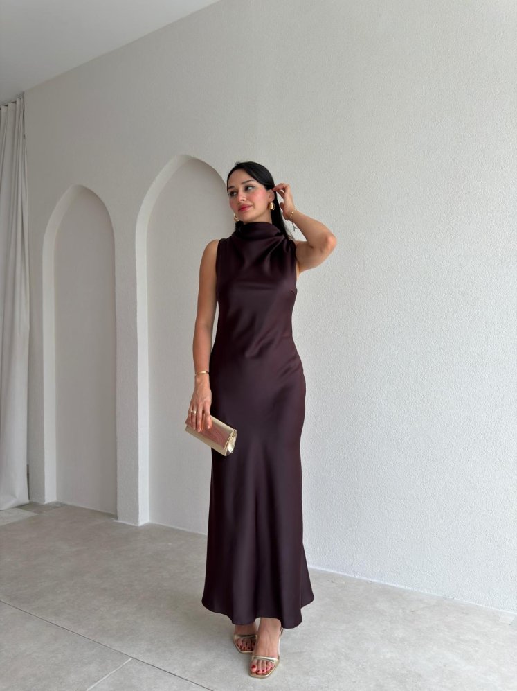 GODWİN Maxi Elbise 6493 - Mürdüm - Mooi Butik