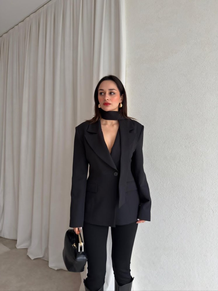 GOLDEN Şallı Ceket 8598 - Siyah - Mooi Butik