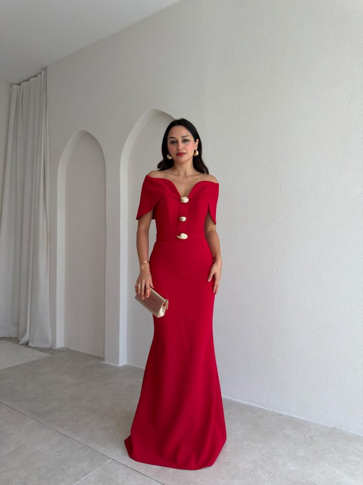 GORA Maxi Elbise 3985 - Kırmızı - Mooi Butik