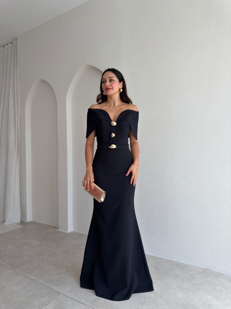 GORA Maxi Elbise 3985 - Siyah - Mooi Butik