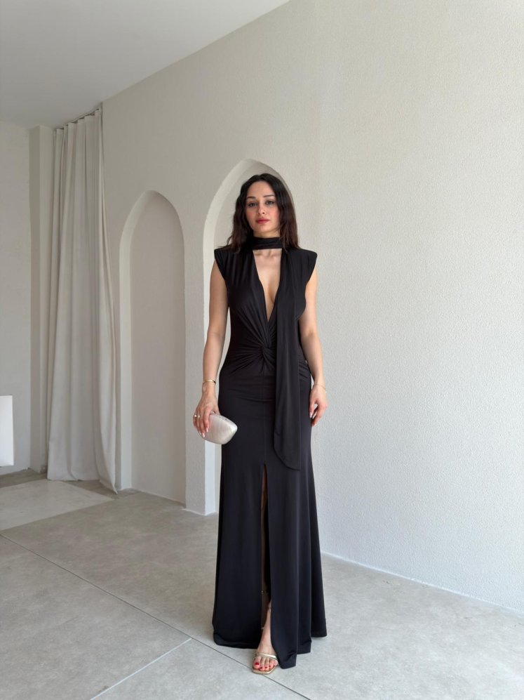 GOSH Maxi Elbise 6365 - Siyah - Mooi Butik