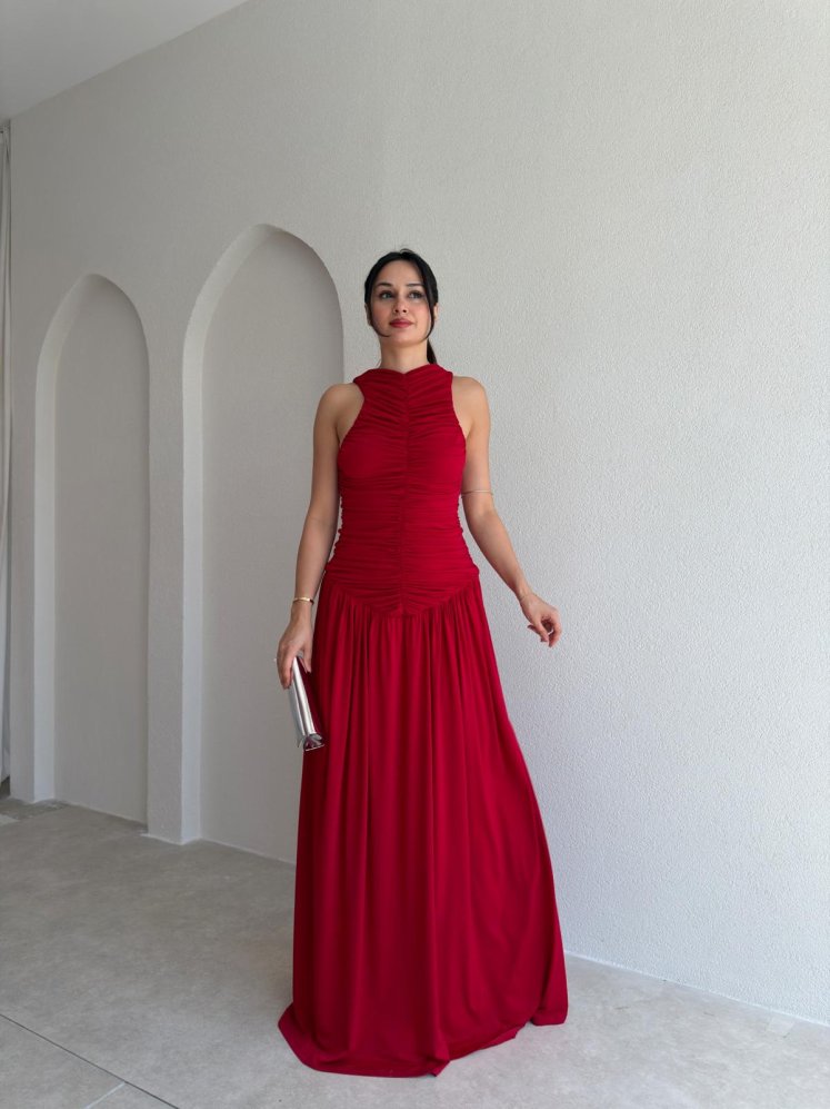 GRANT Maxi Elbise 4456 - Kırmızı - Mooi Butik