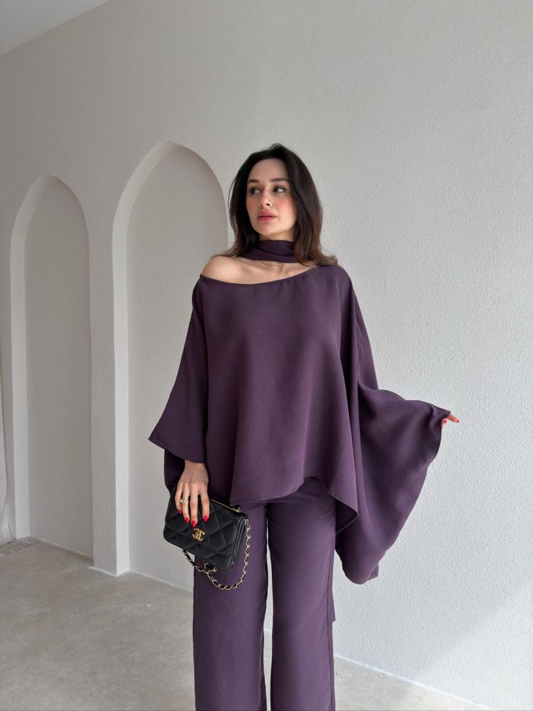 GUSTAVO Şal Parçalı Takım 7543 - Mor - Mooi Butik