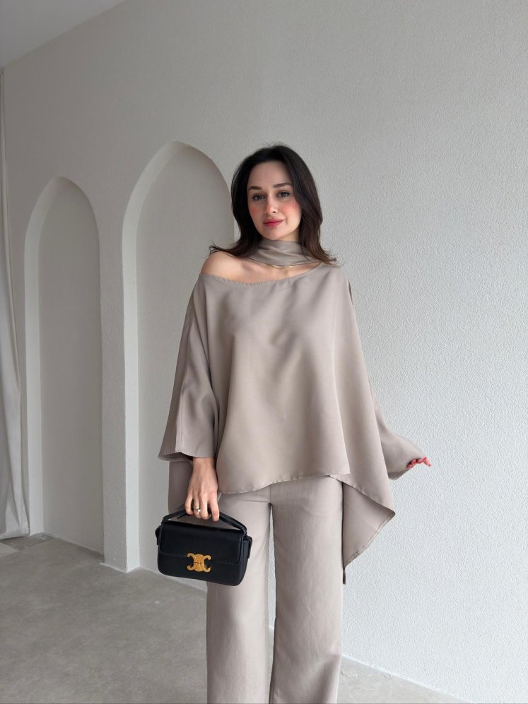 GUSTAVO Şal Parçalı Takım 7543 - Vizon - Mooi Butik