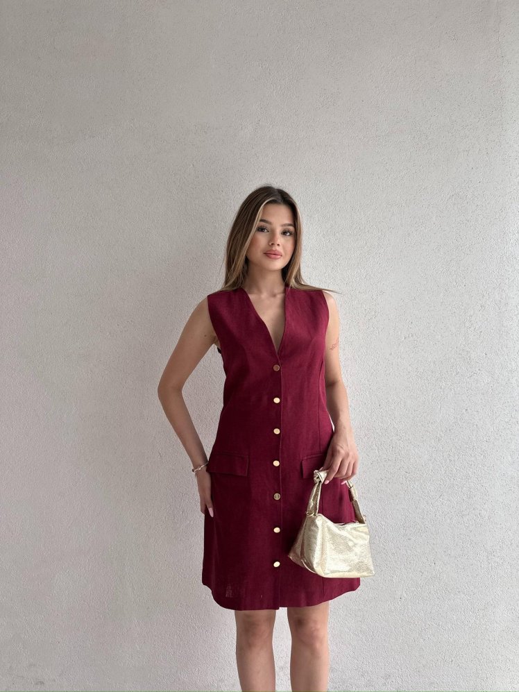 HANKEL Mini Elbise 4569 - Bordo - Mooi Butik