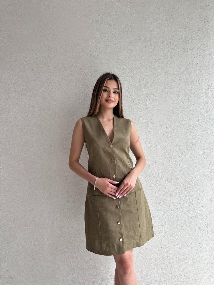 HANKEL Mini Elbise 4569 - Haki - Mooi Butik