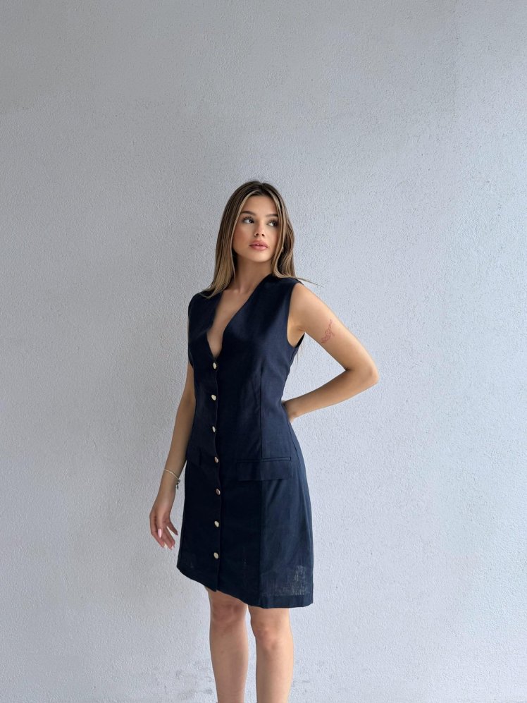 HANKEL Mini Elbise 4569 - Lacivert - Mooi Butik