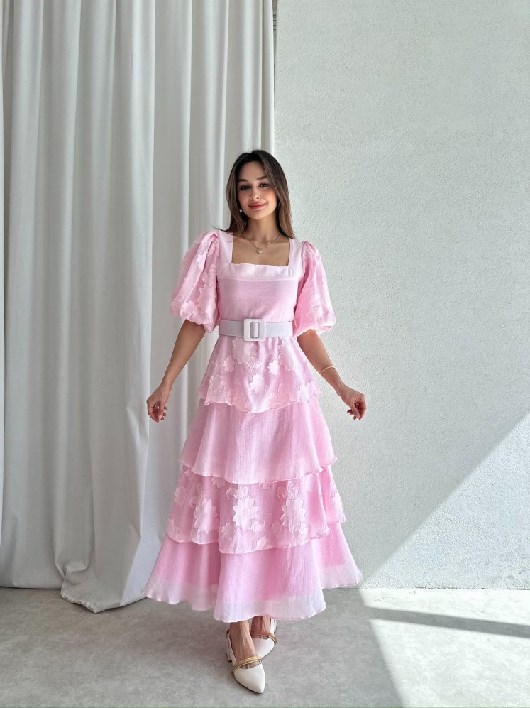 HANSEN Maxi Elbise 8574 - Pembe - Mooi Butik