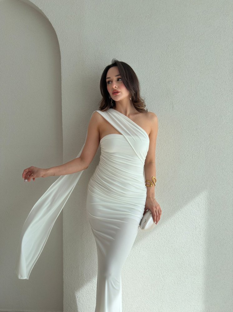 HARMONY Maxi Elbise 8375 - Beyaz - Mooi Butik