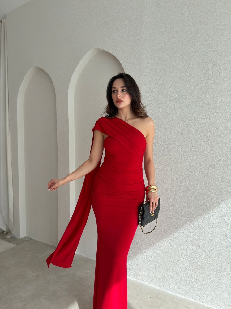 HARMONY Maxi Elbise 8375 - Kırmızı - Mooi Butik