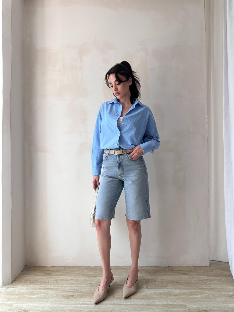 HAWAİ Şort 2458 - Mavi - Mooi Butik