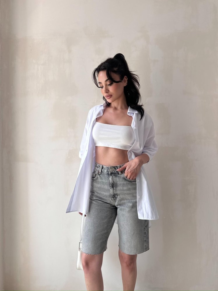 HAWAİ Şort 2458 - Gri - Mooi Butik