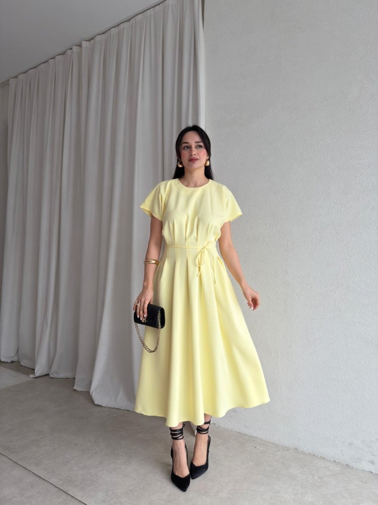 HELEN Midi Elbise 8881 - Sarı - Mooi Butik