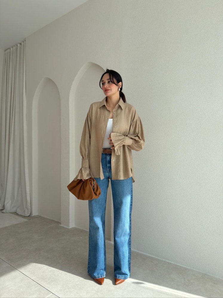  HELGA Gömlek 6856 - Vizon - Mooi Butik