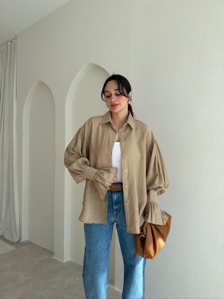  HELGA Gömlek 6856 - Vizon - Mooi Butik