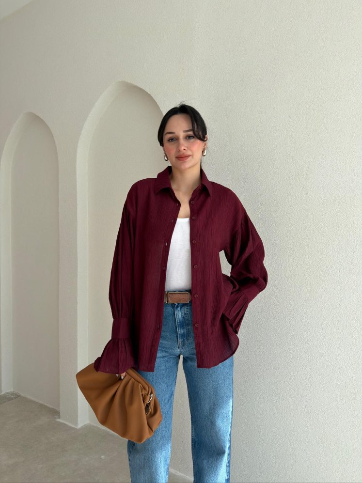  HELGA Gömlek 6856 - Bordo - Mooi Butik