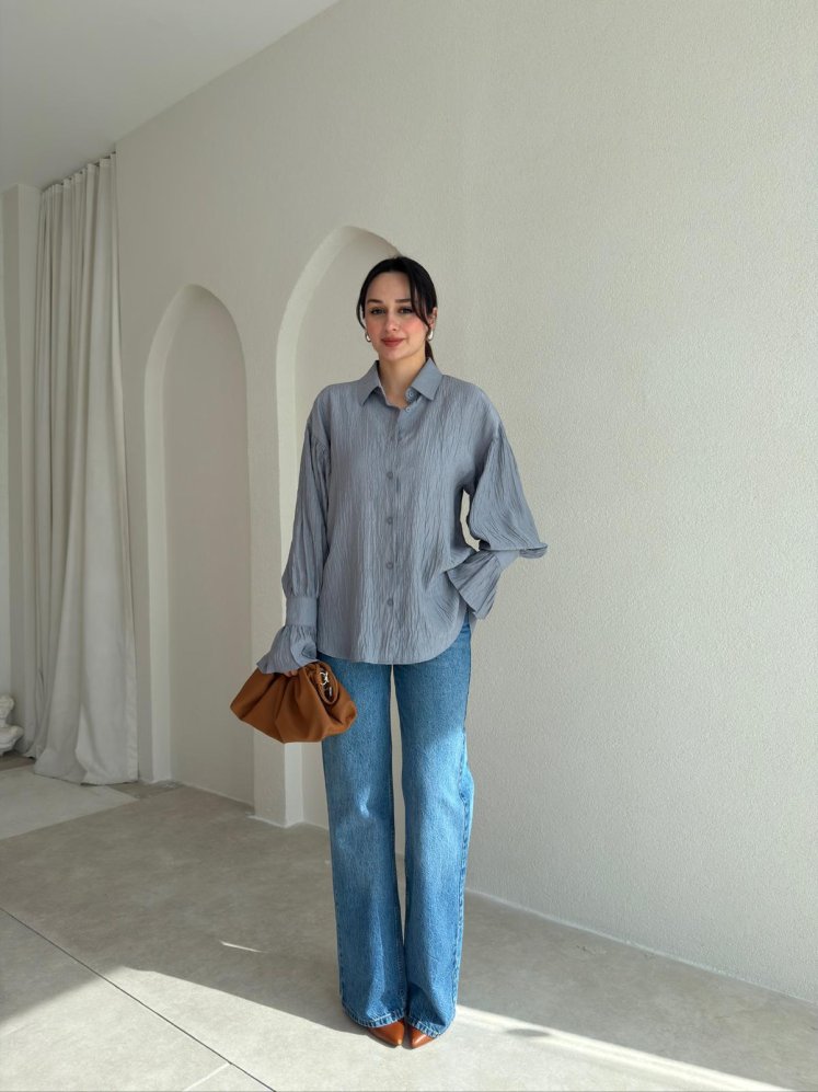 HELGA Gömlek 6856 - Gri - Mooi Butik