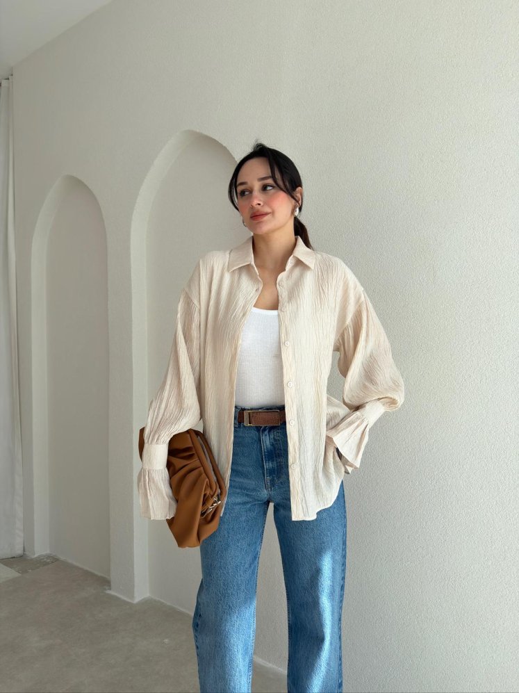 HELGA Gömlek 6856 - Bej - Mooi Butik