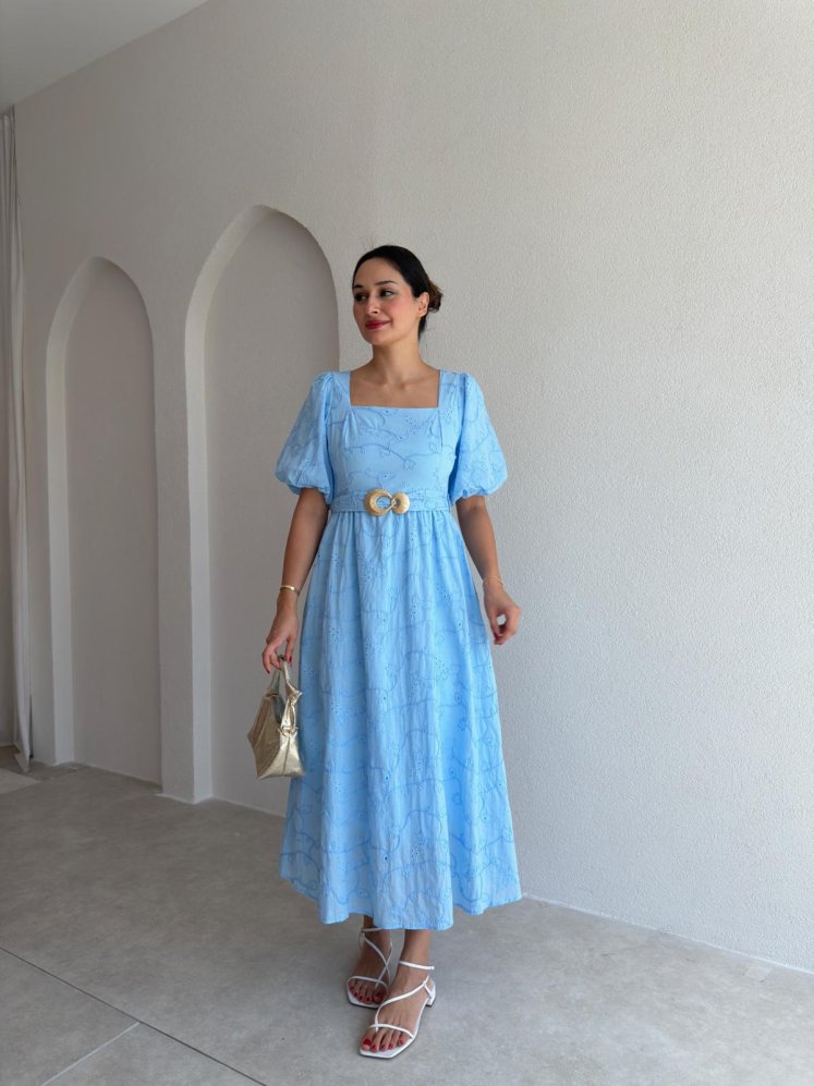 HENNEY Midi Elbise 3756 - Mavi - Mooi Butik