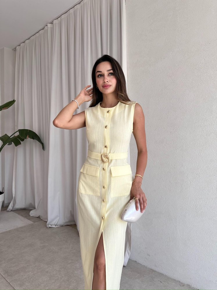 HEWSON Midi Elbise 9238 - Sarı - Mooi Butik