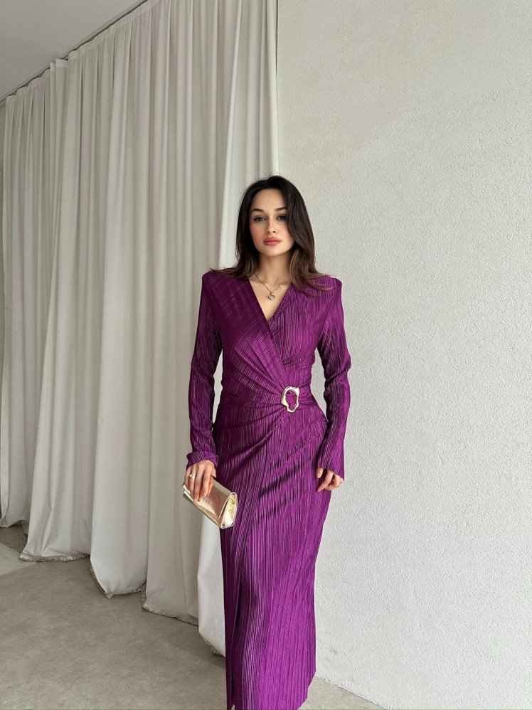 HİDE Midi Elbise 8530 - Mor - Mooi Butik