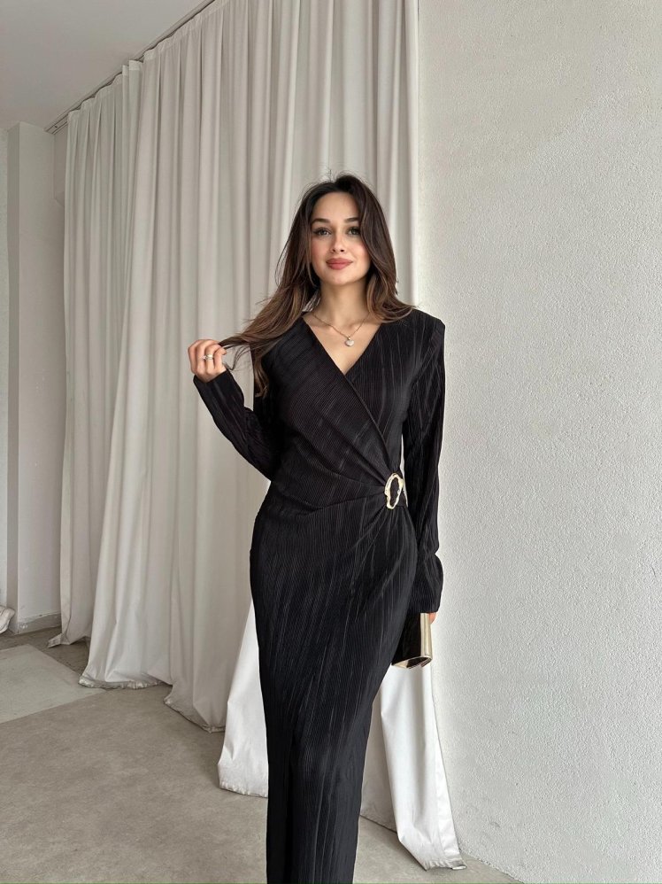 HİDE Midi Elbise 8530 - Siyah - Mooi Butik