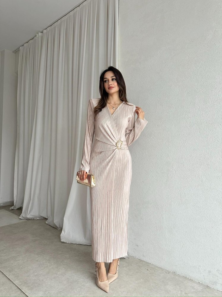 HİDE Midi Elbise 8530 - Taş - Mooi Butik