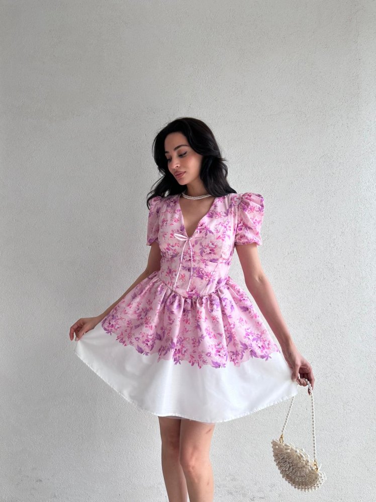 HİLARY Mini Elbise 5096 - Pembe - Mooi Butik