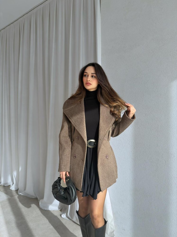 HİLTON Kaşe Ceket 8799 - Kahverengi - Mooi Butik