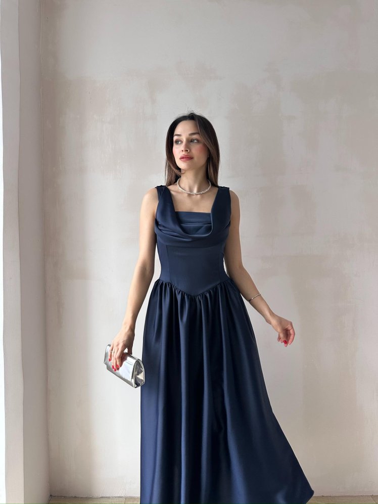 HİPATİA Maxi Elbise 5090 - Lacivert - Mooi Butik
