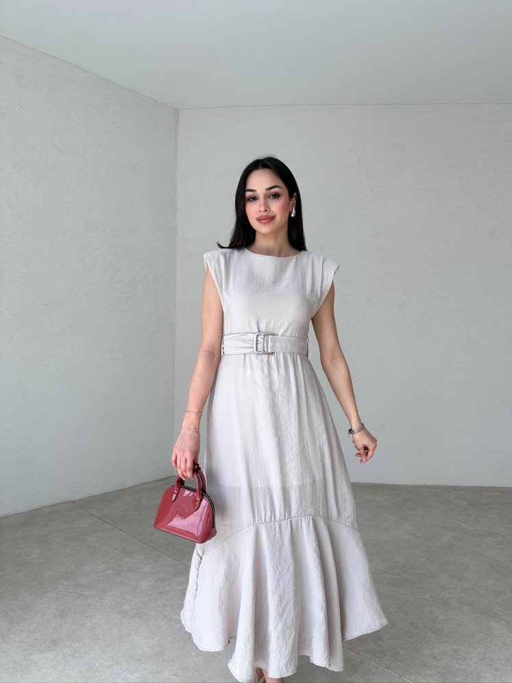 HUGO Midi Elbise 7777 - Taş - Mooi Butik